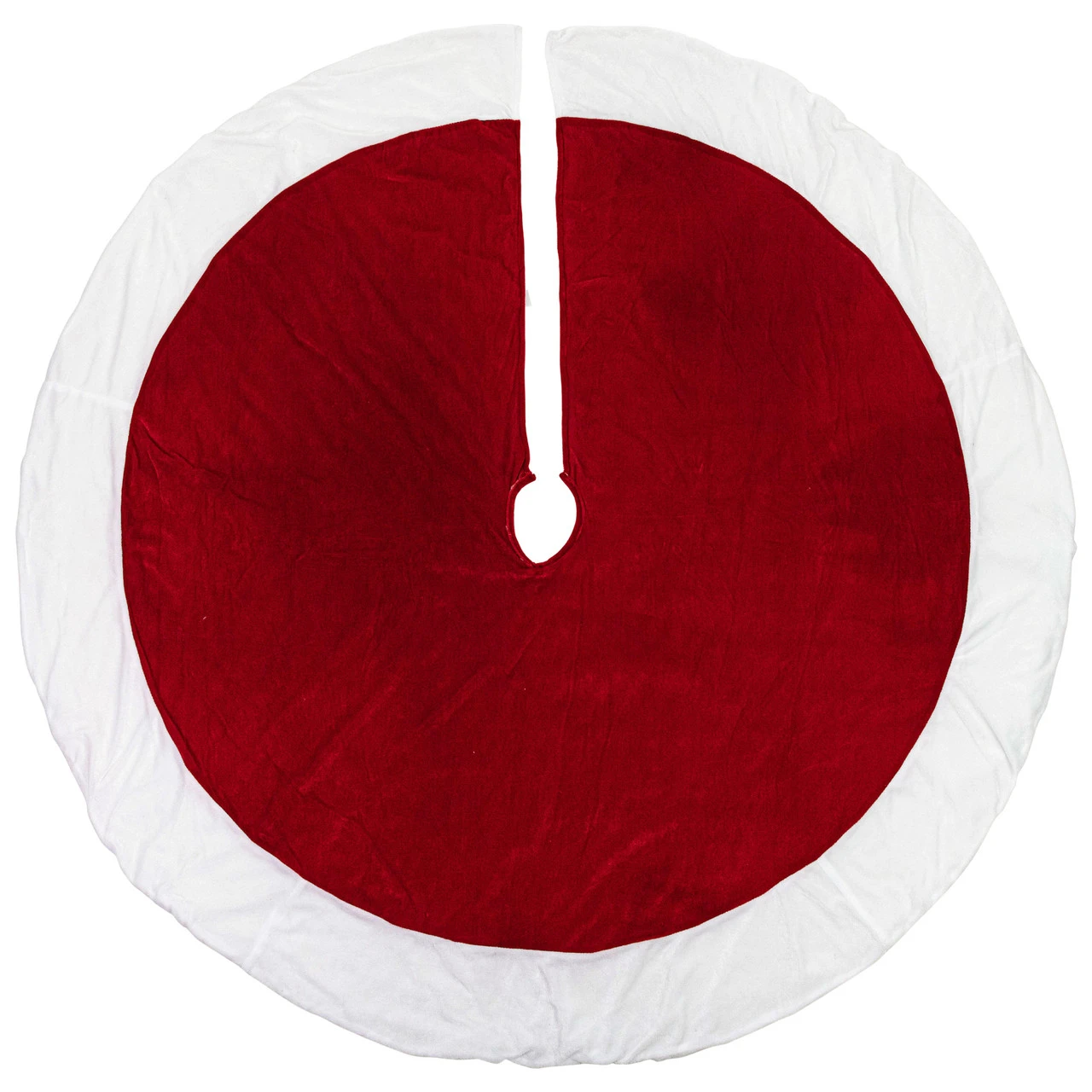 60" Red And White Solid Round Christmas Tree Skirt 4 60" Red And White Solid Round Christmas Tree Skirt - Image 2