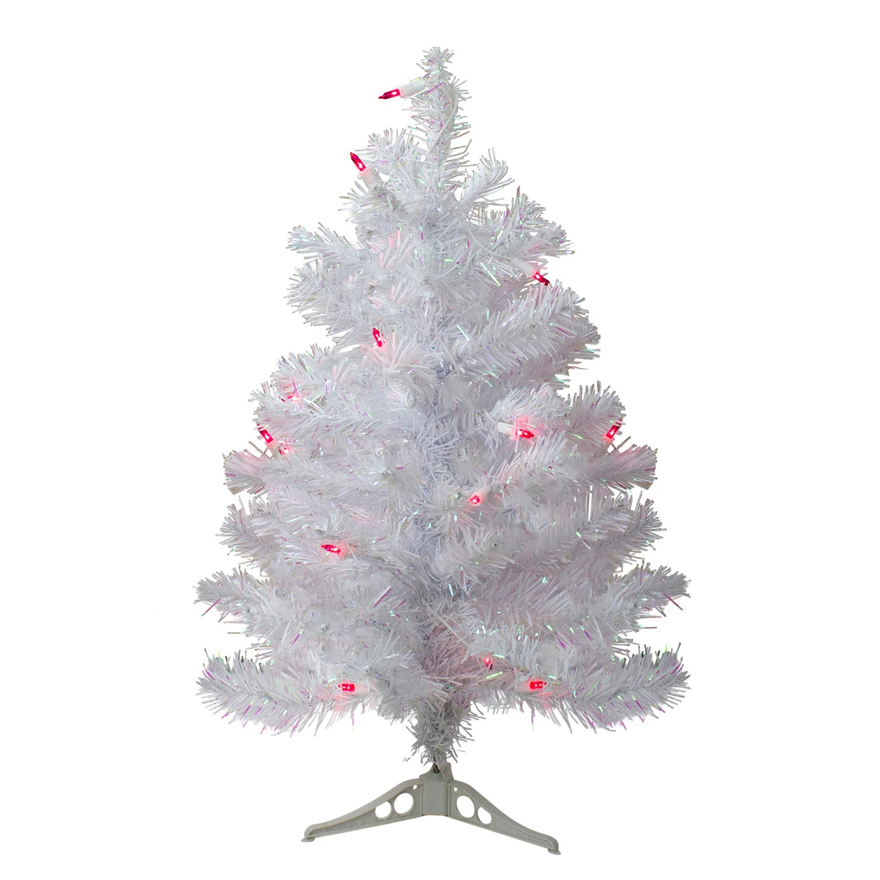 2' Pre-Lit White Pine Slim Artificial Christmas Tree - Pink Lights 3 2' Pre-Lit White Pine Slim Artificial Christmas Tree - Pink Lights