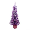 3.5' X 18'' Pre-Lit Potted Flocked Purple Pencil Tinsel Artificial Christmas Tree - Clear Lights -Noel Twinkle Shop northlight b36257 purple 90424.1667664581