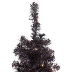 4' Pre-Lit Slim Black Artificial Tinsel Christmas Tree- Clear Lights -Noel Twinkle Shop northlight b83507 1 46369.1667576683