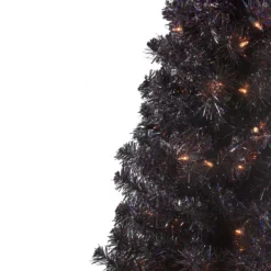 4' Pre-Lit Slim Black Artificial Tinsel Christmas Tree- Clear Lights -Noel Twinkle Shop northlight b83507 2 69592.1667576682