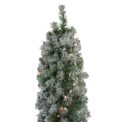 6' Pre-Lit Pencil Flocked Green Pine Artificial Christmas Tree - Clear Lights 6 6' Pre-Lit Pencil Flocked Green Pine Artificial Christmas Tree - Clear Lights -Noel Twinkle Shop northlight b83518 1 47283.1667663029