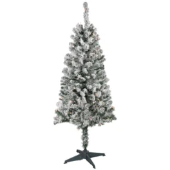 4' Pre-Lit Flocked Pine Artificial Christmas Tree, Clear Lights