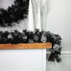 6' Pre-Lit Black Artificial Christmas Garland With Timer - Warm White LED Lights -Noel Twinkle Shop northlight b83534 styled 2201 29751.1684767925