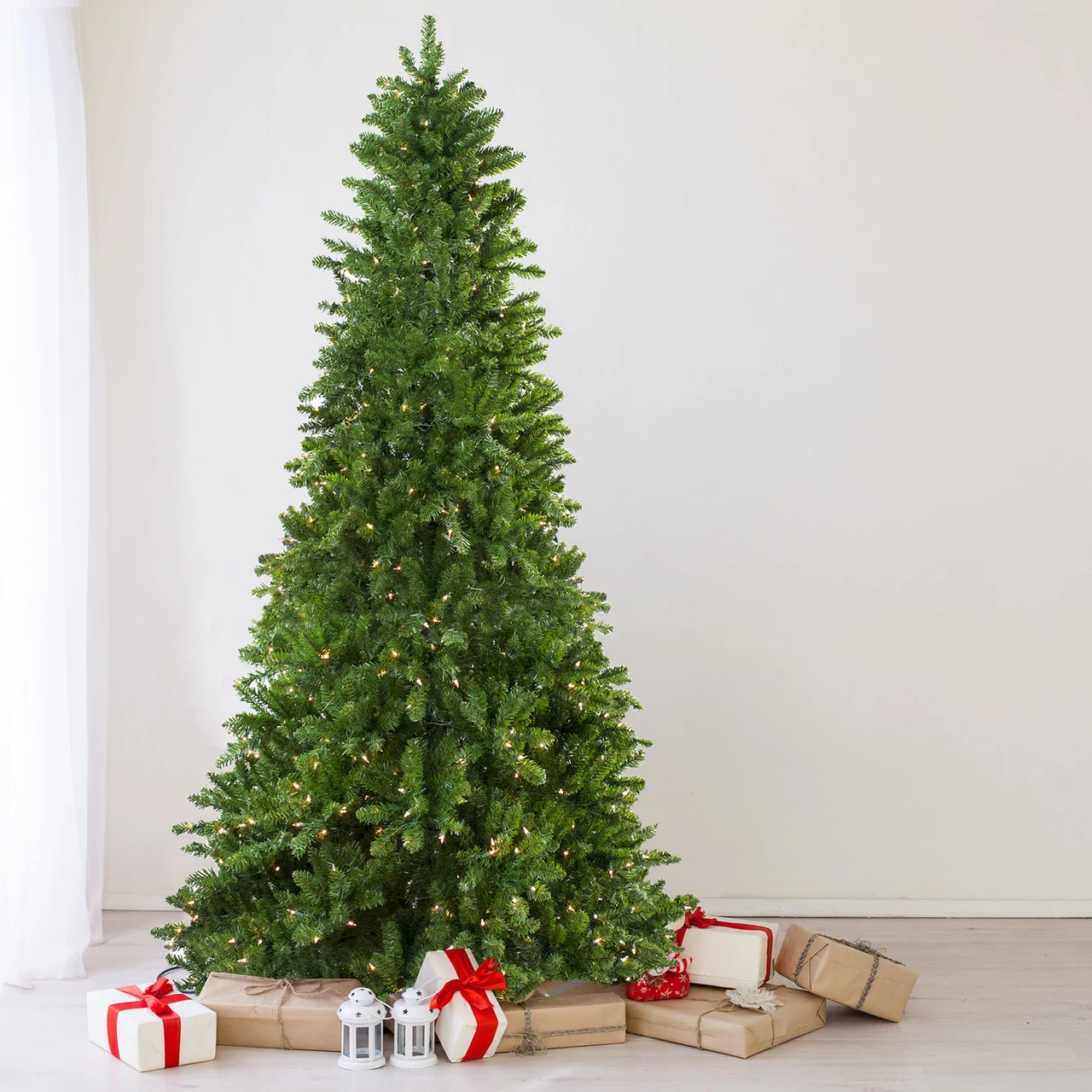 14' Pre-Lit Eastern Pine Slim Artificial Christmas Tree - Clear Lights 4 14' Pre-Lit Eastern Pine Slim Artificial Christmas Tree - Clear Lights - Image 2