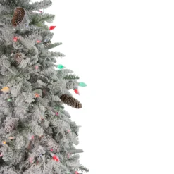 6.5' Pre-Lit Flocked Dunton Spruce Slim Artificial Christmas Tree - Multi Lights 11 6.5' Pre-Lit Flocked Dunton Spruce Slim Artificial Christmas Tree - Multi Lights -Noel Twinkle Shop northlight b8 stand 39030.1667572646