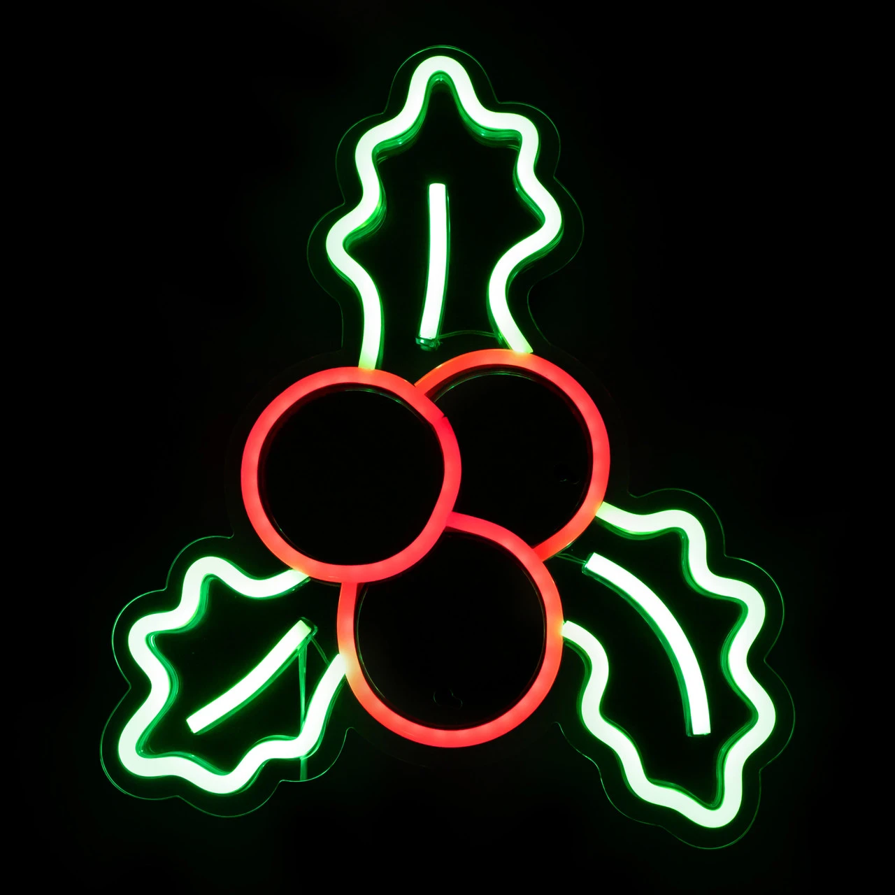 12" LED Lighted Neon Style Holly Berries Christmas Window Silhouette 3 12" LED Lighted Neon Style Holly Berries Christmas Window Silhouette