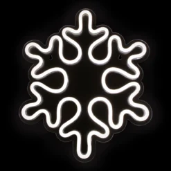 15" White LED Lighted Neon Style Snowflake Christmas Window Silhouette