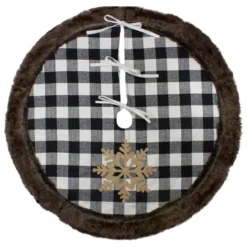 48" Black And White Buffalo Plaid Christmas Tree Skirt With Burlap Snowflake 8 48" Black And White Buffalo Plaid Christmas Tree Skirt With Burlap Snowflake -Noel Twinkle Shop northlight fo26662 5 15449.1667530449