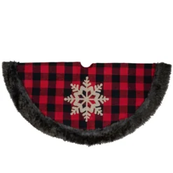 48-Inch Red And Black Christmas Tree Skirt With Burlap Snowflake 9 48-Inch Red And Black Christmas Tree Skirt With Burlap Snowflake -Noel Twinkle Shop northlight fo26665 2 14182.1667530451