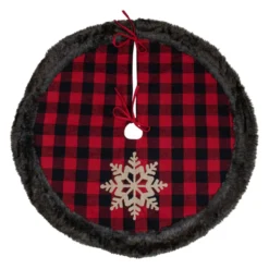 48-Inch Red And Black Christmas Tree Skirt With Burlap Snowflake 8 48-Inch Red And Black Christmas Tree Skirt With Burlap Snowflake -Noel Twinkle Shop northlight fo26665 5 65019.1667530451