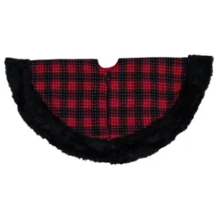 48" Red And Black Plaid With Polka Dots Christmas Tree Skirt -Noel Twinkle Shop northlight fo26683 1 00890.1667530454