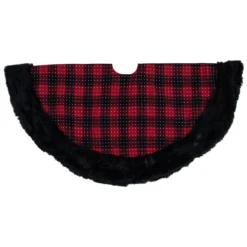 48" Red And Black Plaid With Polka Dots Christmas Tree Skirt -Noel Twinkle Shop northlight fo26683 2 29277.1667530453