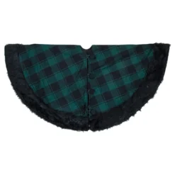 48" Green And Black Plaid Christmas Tree Skirt With Faux Fur 10 48" Green And Black Plaid Christmas Tree Skirt With Faux Fur -Noel Twinkle Shop northlight fo26686 1 36395.1667530455
