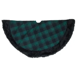 48" Green And Black Plaid Christmas Tree Skirt With Faux Fur 9 48" Green And Black Plaid Christmas Tree Skirt With Faux Fur -Noel Twinkle Shop northlight fo26686 2 14031.1667530455
