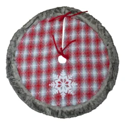 48" Red And White Plaid Christmas Tree Skirt With Snowflake 8 48" Red And White Plaid Christmas Tree Skirt With Snowflake -Noel Twinkle Shop northlight fo26693 5 47355.1667530457