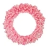 Pre-Lit Flocked Pink Artificial Christmas Wreath - 36 Inch, Clear Lights