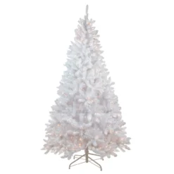 6' Pre-Lit Medium Flocked White Pine Artificial Christmas Tree - Clear Lights