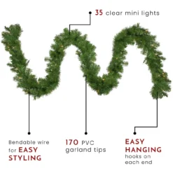 9' X 10" Pre-Lit Windsor Pine Artificial Christmas Garland - Clear Lights -Noel Twinkle Shop northlight gb20ygc810 gr thumbnail 34853.1675793415