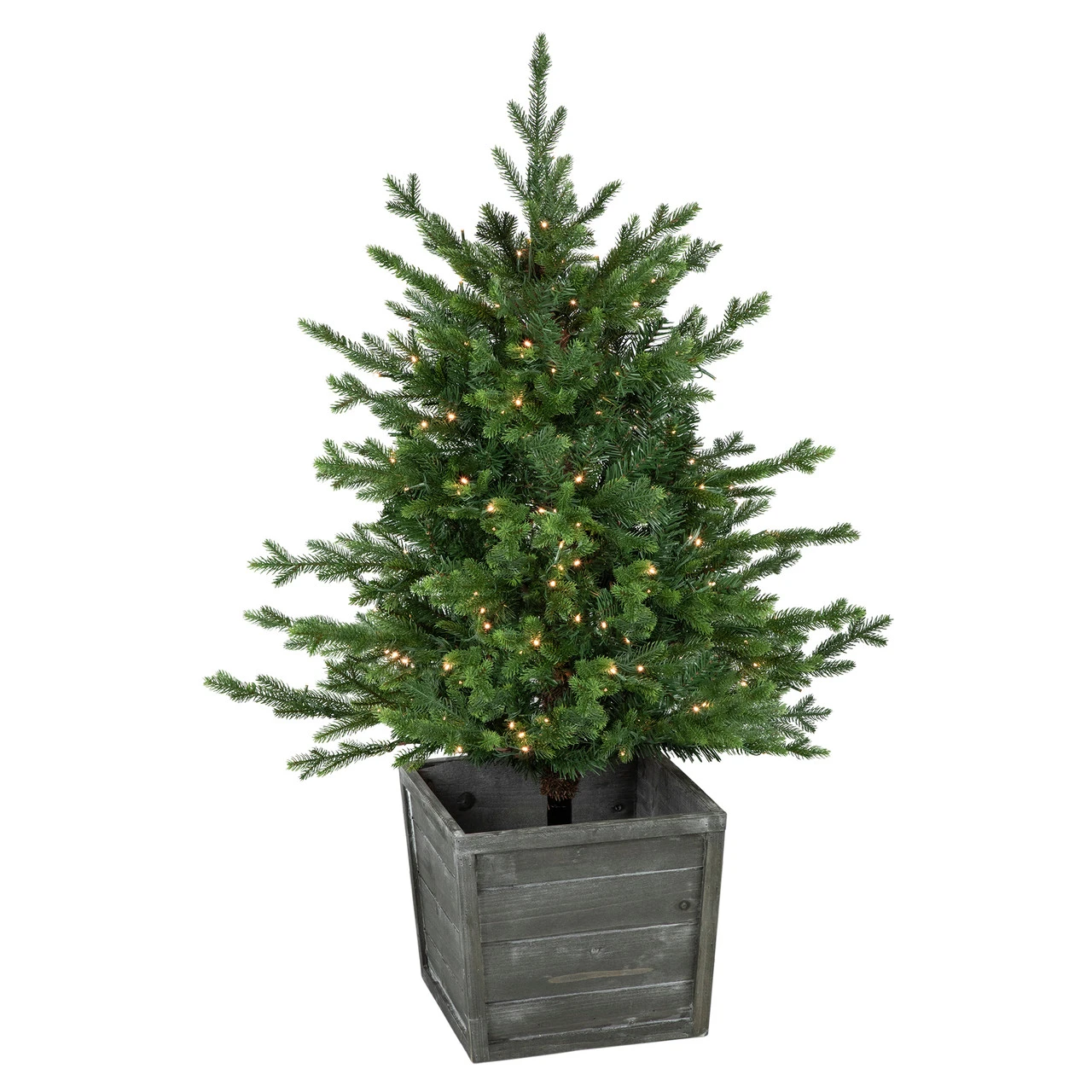 4' Pre-Lit Potted Deluxe Russian Pine Artificial Christmas Tree, Warm White LED Lights 4 4' Pre-Lit Potted Deluxe Russian Pine Artificial Christmas Tree, Warm White LED Lights - Image 2