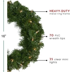Deluxe Windsor Pine Artificial Christmas Wreath - 16-Inch, Clear Lights -Noel Twinkle Shop northlight gb20yww816 gr thumbnail 40438.1667573686