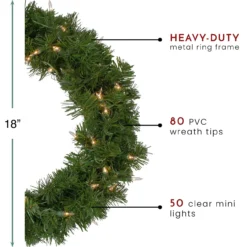 18" Deluxe Windsor Pine Artificial Christmas Wreath - Clear Lights -Noel Twinkle Shop northlight gb20yww818 gr thumbnail 74155.1667659906