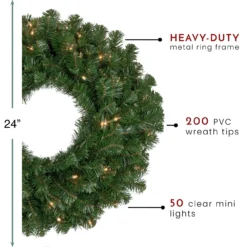 Pre-Lit Windsor Pine Artificial Christmas Wreath - 24-Inch, Clear Lights -Noel Twinkle Shop northlight gb20yww824 gr thumbnail updated 72668.1667597452