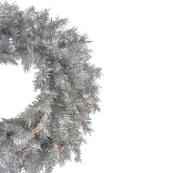 24" Silver Tinsel Artificial Christmas Wreath, Clear Lights -Noel Twinkle Shop northlight gb91007 1 65308.1667530424