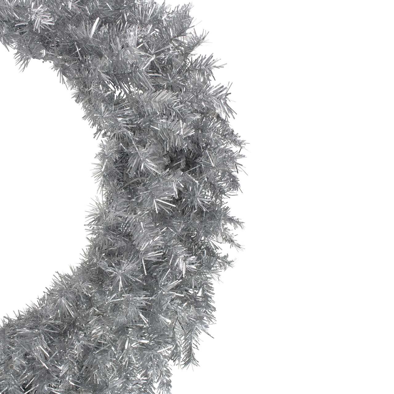 36" Silver Tinsel Artificial Christmas Wreath, Unlit 6 36" Silver Tinsel Artificial Christmas Wreath, Unlit - Image 4