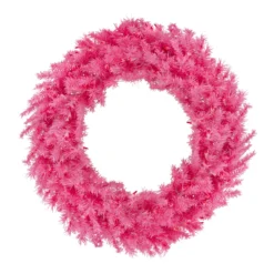36" Pre-Lit Pink Spruce Artificial Christmas Wreath, Pink Lights