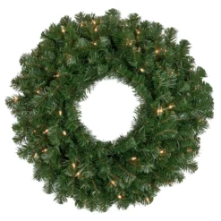 Pre-Lit Windsor Pine Artificial Christmas Wreath - 24-Inch, Clear Lights