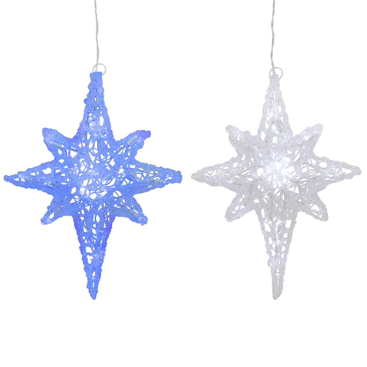 24" Color Changing Blue And White LED Bethlehem Star Hanging Christmas Decoration 3 24" Color Changing Blue And White LED Bethlehem Star Hanging Christmas Decoration
