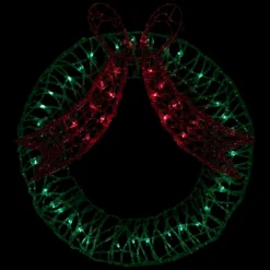 20" Green And Red Lighted Wreath And Bow Christmas Window Silhouette Decoration 6 20" Green And Red Lighted Wreath And Bow Christmas Window Silhouette Decoration -Noel Twinkle Shop northlight gv94140 3 67540.1667521913