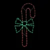 28" Green And White LED Lighted Candy Cane With Bow Christmas Window Silhouette