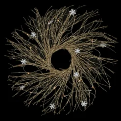 28" Pre-lit Champagne Glittered Artificial Twig Christmas Wreath, Warm White LED Lights -Noel Twinkle Shop northlight h36275 on20black 40486.1681146841
