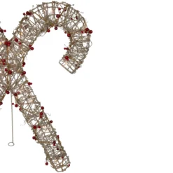 25" Lighted Champagne Gold Glittered Rattan Double Candy Cane Christmas Outdoor Or Window Decoration -Noel Twinkle Shop northlight h85241 4 59791.1674058226