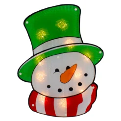 15.75" Lighted Holographic Snowman Christmas Window Silhouette