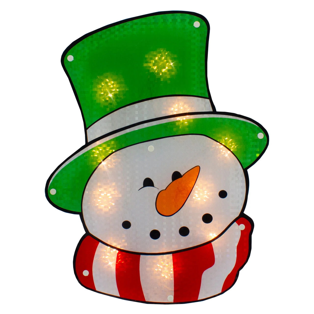 15.75" Lighted Holographic Snowman Christmas Window Silhouette 3 15.75" Lighted Holographic Snowman Christmas Window Silhouette