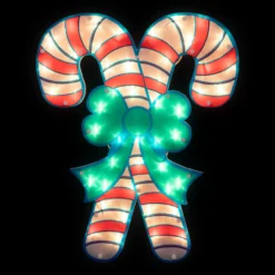 18.5" Lighted Double Candy Cane Christmas Window Silhouette