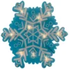 11.75" Lighted Blue And White Snowflake Christmas Window Silhouette