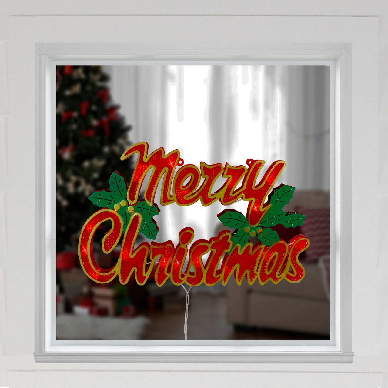 16.5" Lighted 'Merry Christmas' Window Silhouette 4 16.5" Lighted 'Merry Christmas' Window Silhouette - Image 2