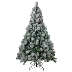 6.5' Pre-Lit Full Flocked Somerset Spruce Artificial Christmas Tree - Clear Lights