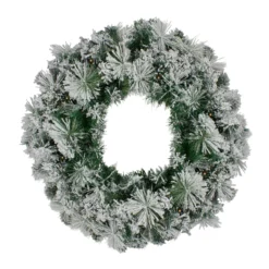 Pre-Lit Flocked Somerset Spruce Artificial Christmas Wreath - 36-Inch, Clear Lights