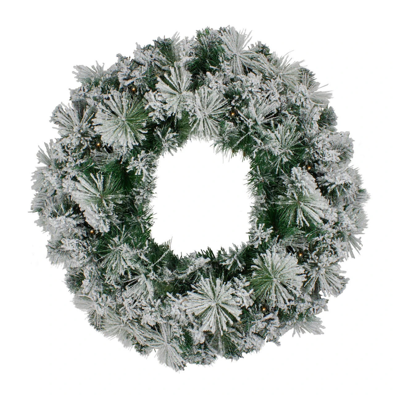 Pre-Lit Flocked Somerset Spruce Artificial Christmas Wreath - 36-Inch, Clear Lights 3 Pre-Lit Flocked Somerset Spruce Artificial Christmas Wreath - 36-Inch, Clear Lights