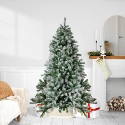 6.5' Pre-Lit Flocked Winter Park Fir Artificial Christmas Tree - Clear Lights