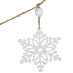 4.75" Snowflake And Frosted Pine Christmas Garland With Wooden Beads - Unlit 12 4.75" Snowflake And Frosted Pine Christmas Garland With Wooden Beads - Unlit -Noel Twinkle Shop northlight hh87684 4 25428.1681148469