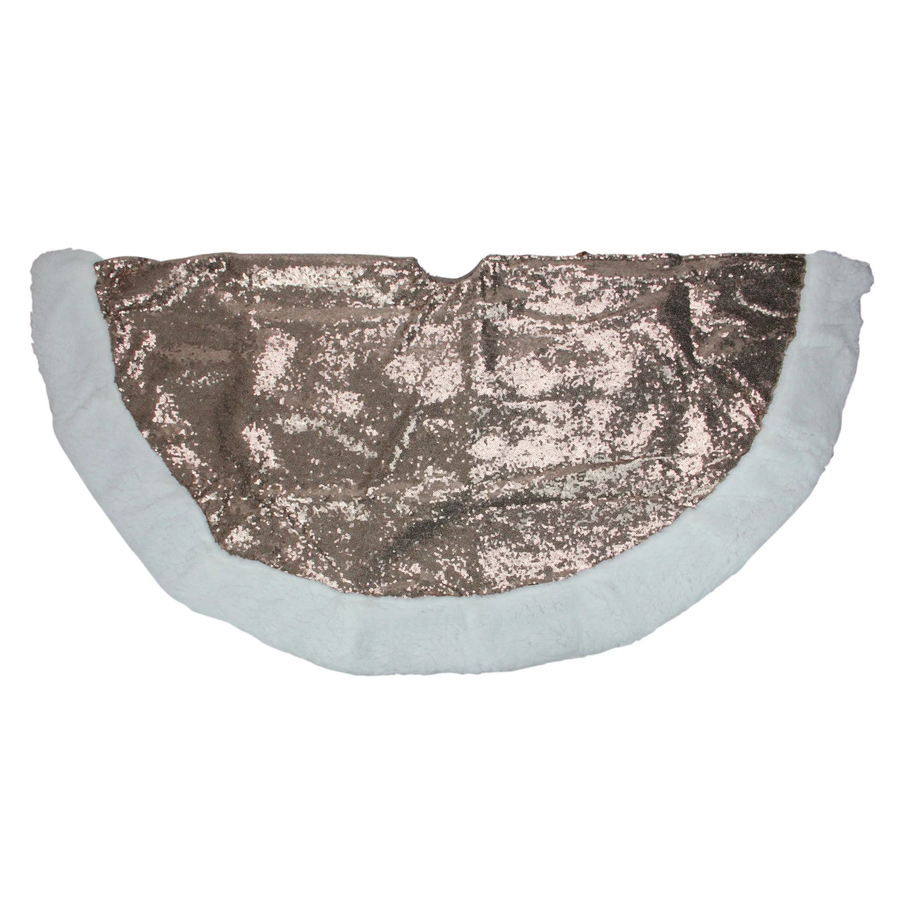 47" Brown And White Paillette Sequins Round Christmas Tree Skirt 4 47" Brown And White Paillette Sequins Round Christmas Tree Skirt - Image 2