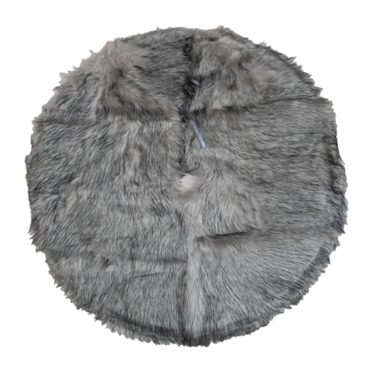 36" Beige And Gray Plush Faux Fur Christmas Tree Skirt 4 36" Beige And Gray Plush Faux Fur Christmas Tree Skirt - Image 2