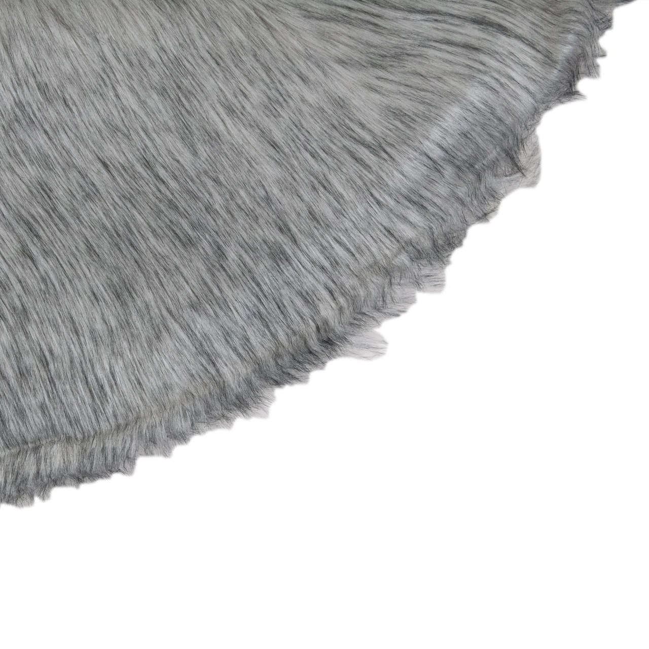 36" Beige And Gray Plush Faux Fur Christmas Tree Skirt 6 36" Beige And Gray Plush Faux Fur Christmas Tree Skirt - Image 4