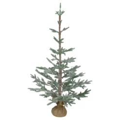 4' Snow Covered Frosted Pine Artificial Christmas Tree With Jute Base – Unlit